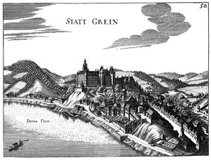 グラインの街の眺め 作： Georg Matthaus Vischer